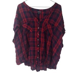 TORRID Navy Blue and Red Plaid Top Womens Plus Size 3x